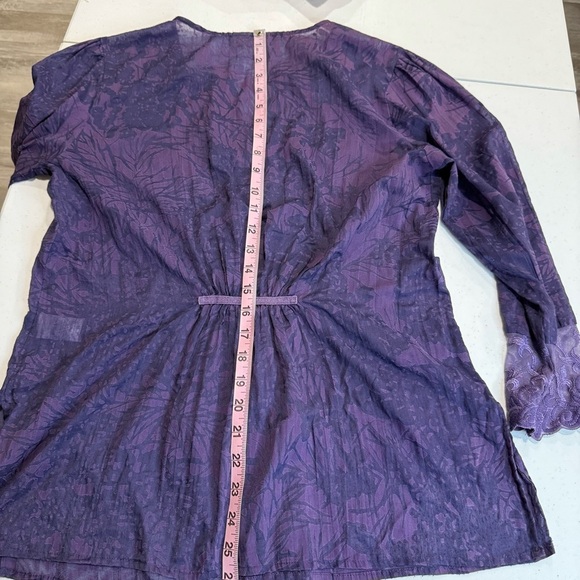 Coldwater Creek Lacy Crinkle Tunic Button Up Purple Blouse Women’s Size Medium - Picture 11 of 14